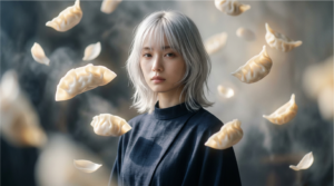 宇都宮餃子と遠距離恋愛をイメージした幻想的な女性アート